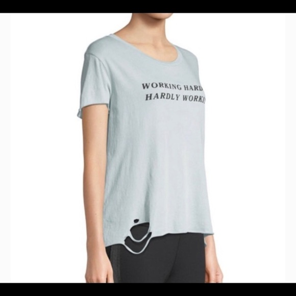 WILDFOX WORKING HARD AT HARDLY WORKING DESTROYED TEE SHIRT SMALL - Picture 3 of 8